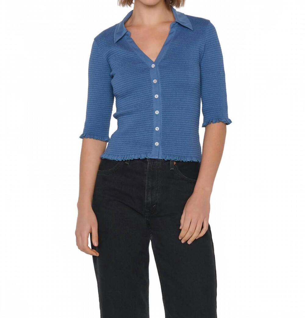 NEW NATION LTD peggy luxe top in bella blue